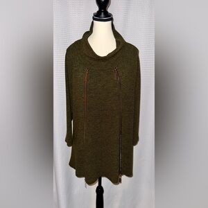 Joseph Ribkoff heather green knitted Turtleneck sweater size 16